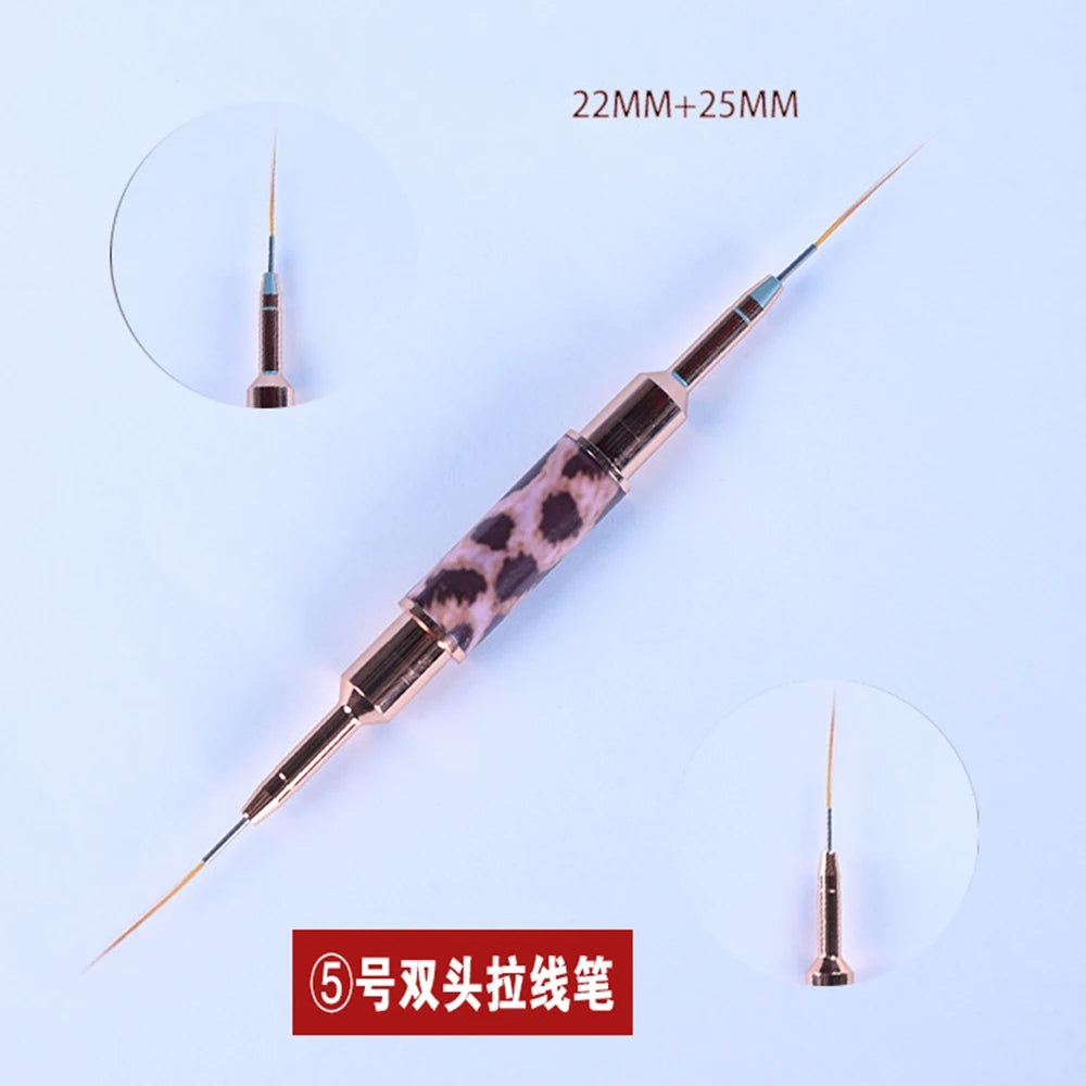5-25mm Leopard Print Nail Art Brushes Double HeadLiner Brush Striping Drawing Painting Nail Design Brushes Manicure Thin Details