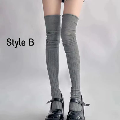 Spring Fall Knee High Stockings for Women White Vertical Stripe Long Socks Fashion Girls JK Skinny Boots Sock Japanese Style