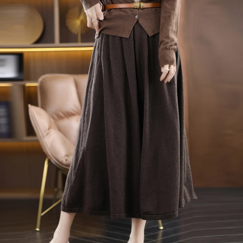 Autumn And Winter 100 Pure Wool Skirt Female High Waist A Word Hip Fishtail Skirt In The Long Slim Knitted Wool Skirt