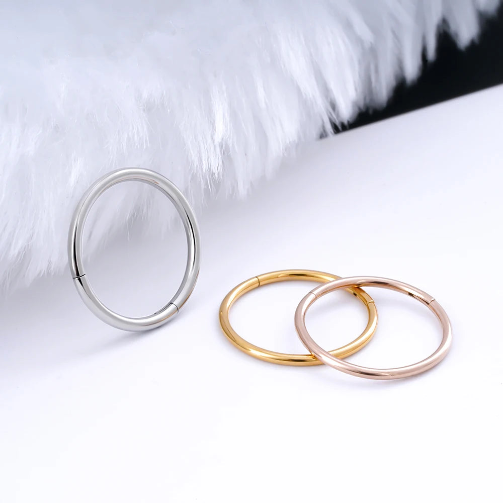 10/50Pcs Wholesale Hoop Earring G23 Titanium Nose Ring For Women Piercing Jewelry Lip Ear Ring Hoop Mixed Color Body Clips Hinge