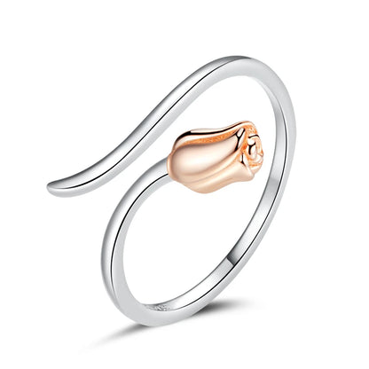 WOSTU 925 Sterling Silver Pet Cat Stackable opening Ring For Women Snake Dog Adjustable rings Fine Jewelry Party Birthday Gift