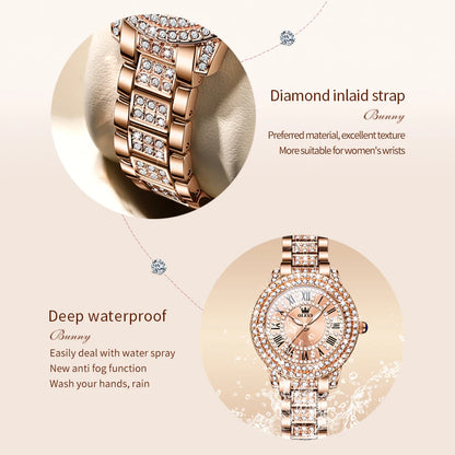 OLEVS 9943 Original Diamond Watch for Women Luxury Elegant Stainless Steel Waterproof Quartz Wristwatch Fashion Ladies' Watches