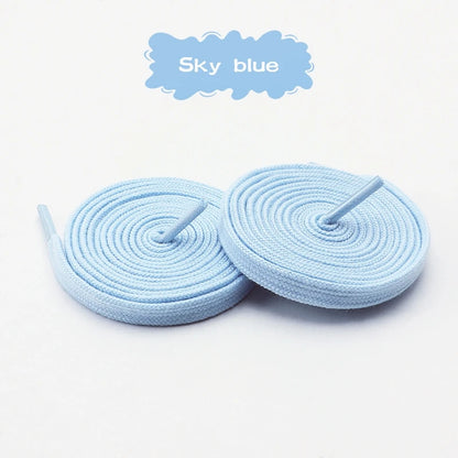 1Pair/3Pair Classic Solid-Color Flat Laces Premium Cotton Casual Shoelaces Sneaker 0.8cm Width Shoelace Length 100/120/140/160cm