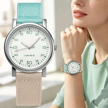 Women Quartz Watch Nylon Strap Simple Analog Wristwatch Ladies Watches