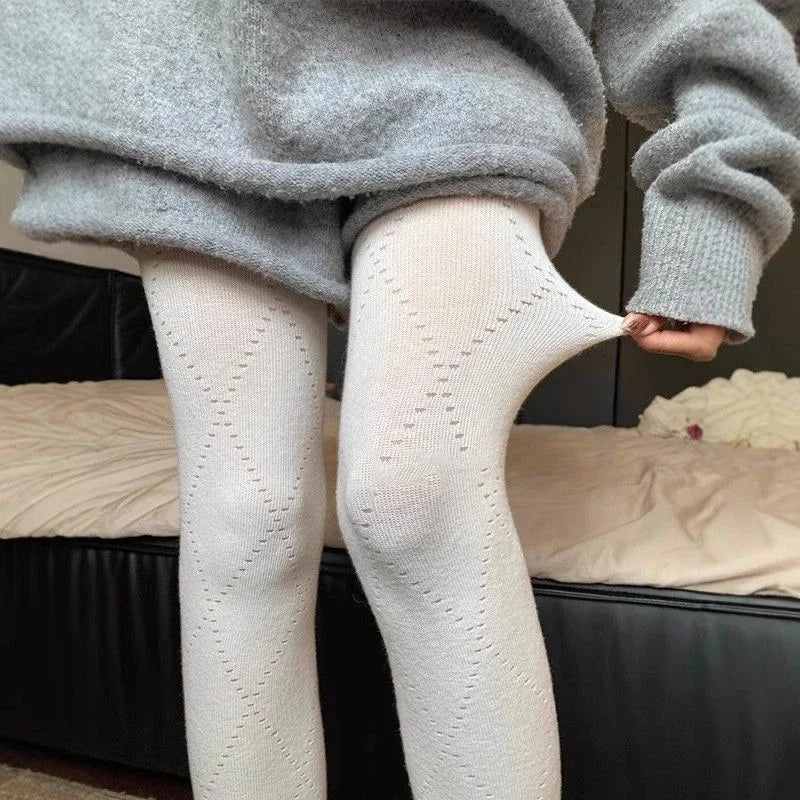 Winter Vintage Grid Tights Women High Waist Elastic Slim Warm Pantyhose 2026 Spring Streetwear Y2K Tights Stocking