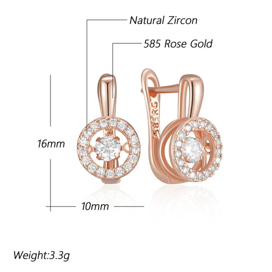 Kienl Hot 585 Rose Gold Color English Earrings for Women Fashion Swaying Natural Zircon Accessories High Quality Daily Jewelry
