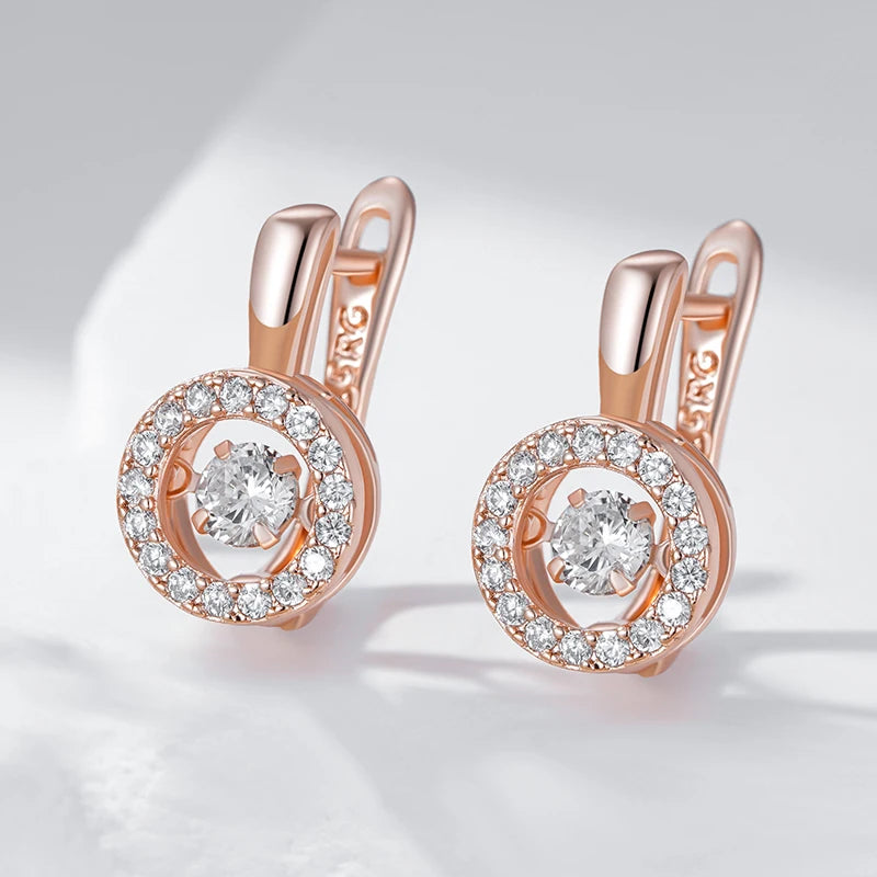 Kienl Hot 585 Rose Gold Color English Earrings for Women Fashion Swaying Natural Zircon Accessories High Quality Daily Jewelry