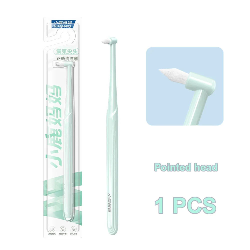 Super Deer 1PC High-density Bristle Tooth Brush for Braces Pointed And Flat Head Toothbrush Dental Cleaning Orthodontic Supplies