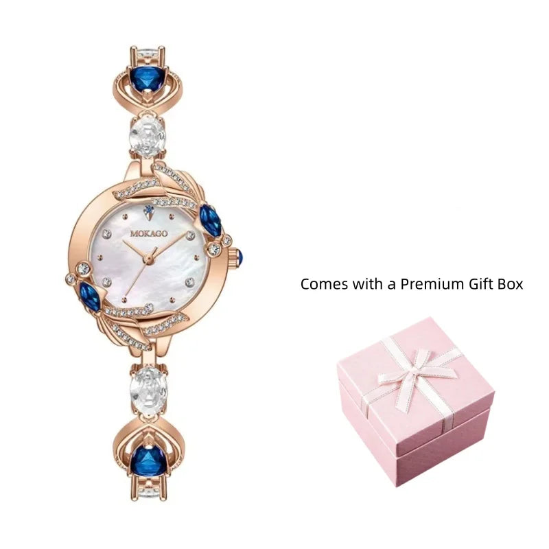 Vintage Small Dial Fish Design Women's Watch Luxury Waterproof Quartz Diamond Bracelet Gemstone Strap Fashion Daily Party Gift