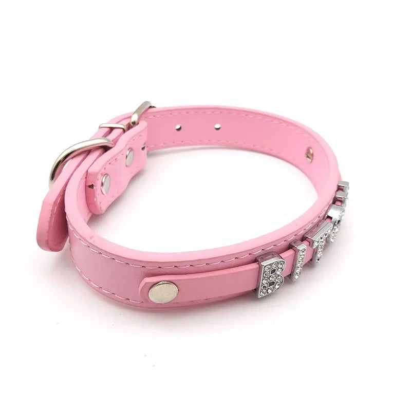 Sexy Pink Leather Collar Letters Daddy PRINCESS Choker Necklace Cute Adult DDLG Cosplay Personalized Custom Jewelry