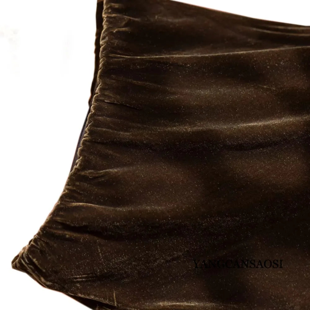 2026 Women's Early Spring New Plus Size Elegant 30% Natural Mulberry Silk Velvet Premium Versatile Solid Color Fishtail Skirt