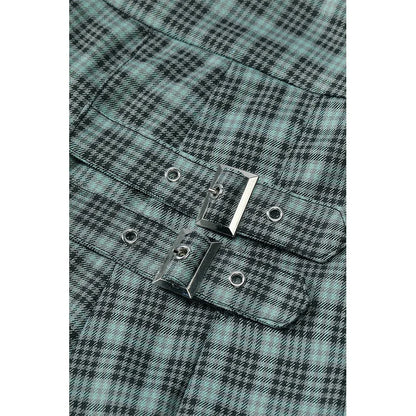 ELFSACK 2025 Autumn New Arrival Casual Checkered Pocket Asymmetric Pleated Street Style Midi Skirt For Woman