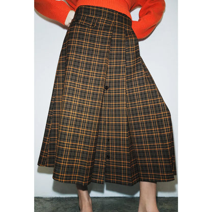 Spring New Arrival High Waist Midi Skirt Women's A-Line Midi Skirt Plaid Half-length New Style Spring Fashion Ladies' Skirt