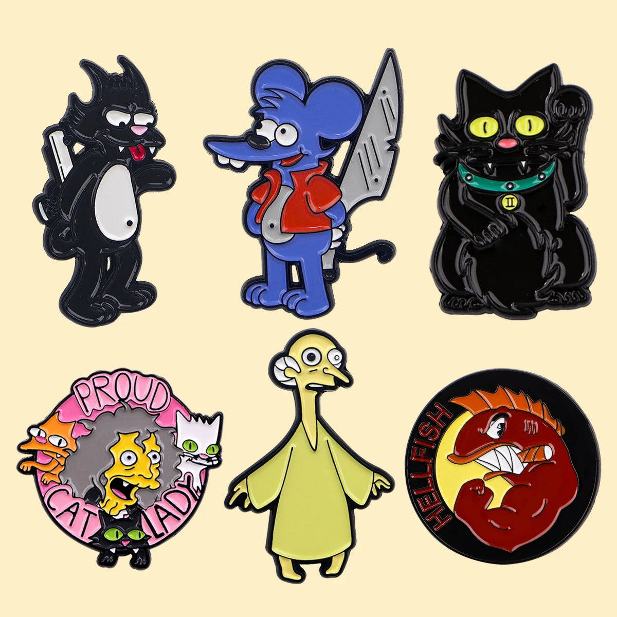 6pcs/Set Classic Anime Family Enamel Pin Funny Cartoon Characters Brooches TV Show Lapel Badges Constume Jewelry Gift for Friend
