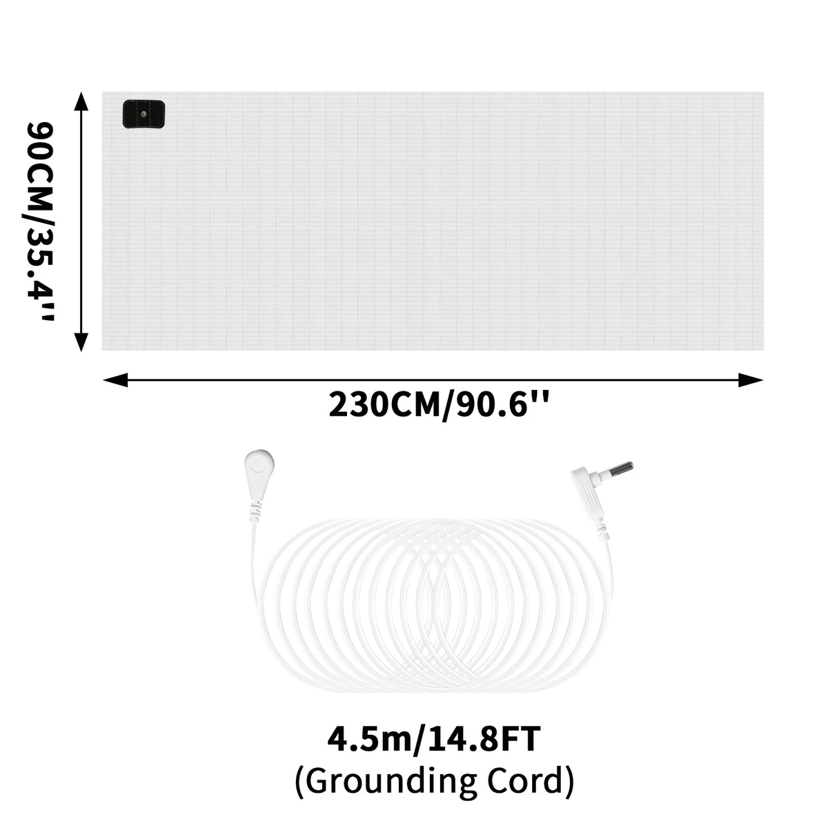 Grounding Sheet with Grounding Cord Organic Cotton and 10% Silver Fiber Materials Natural Wellness Antistatic Release Stress