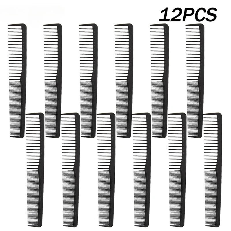 1/3/6/12/24pcs Fine Cutting Wide Tooth Hair Barber Carbon Fiber Salon Hairdressing Comb Heat Resistant Styling Grooming Comb