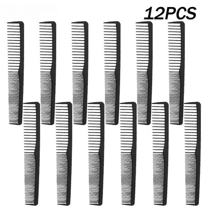 1/3/6/12/24pcs Fine Cutting Wide Tooth Hair Barber Carbon Fiber Salon Hairdressing Comb Heat Resistant Styling Grooming Comb
