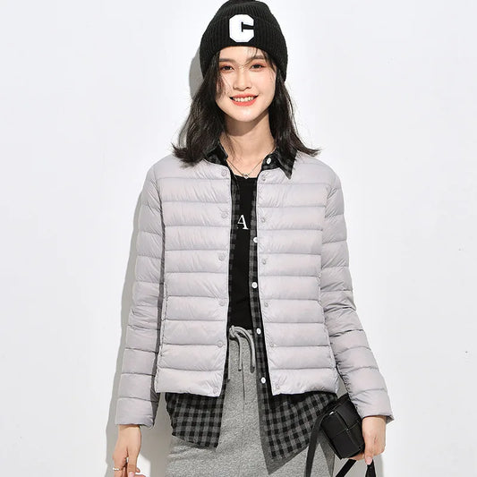 Lightweight Down Jacket Women's Autumn and Winter 2025 New Short Slim-fit V-neck Round Neck Mother's Wear All-match Warm Jacket