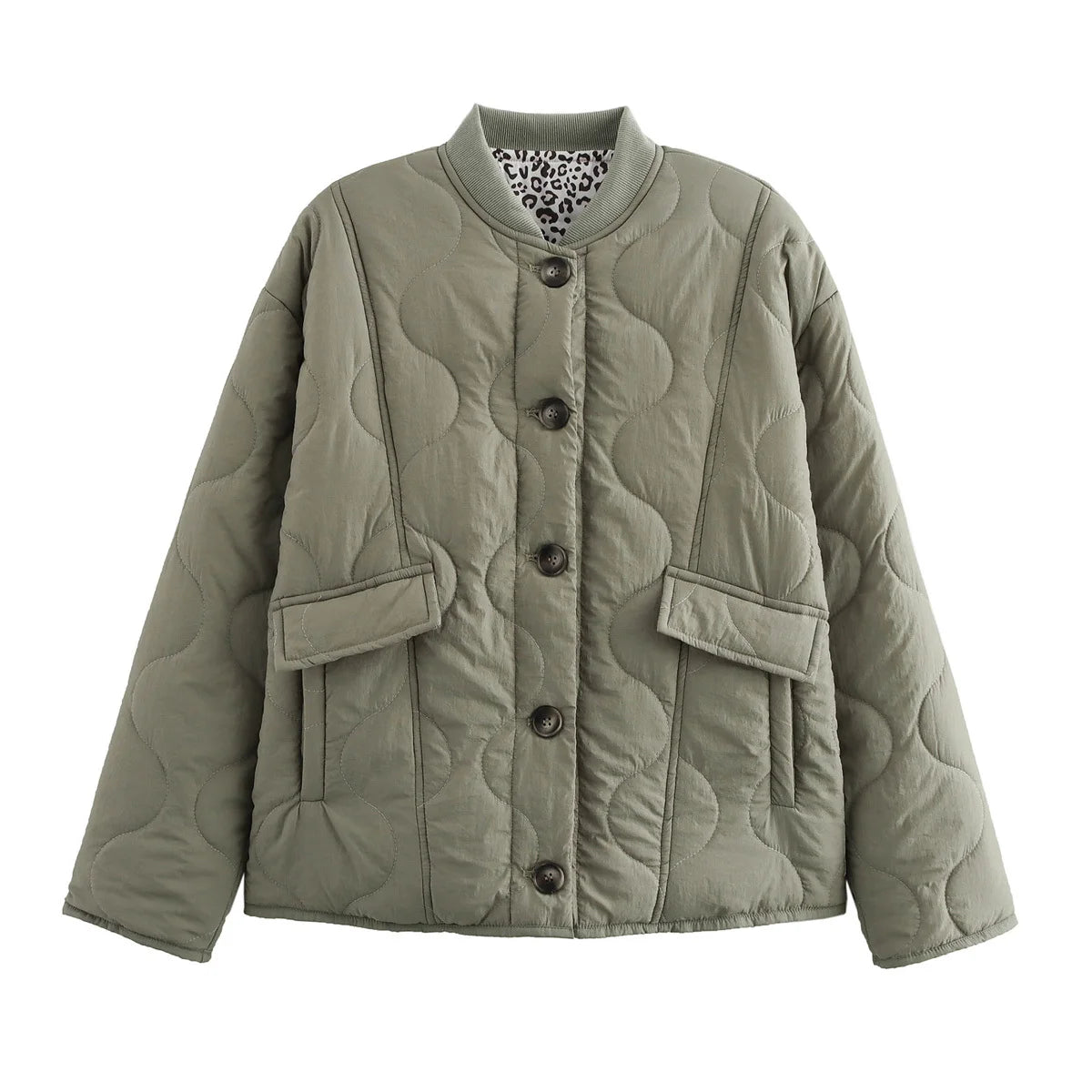 HH Female Autumn Casual Quilting Cotton Jacket Long Sleeve Single Breasted Solid With Pockets Winter Vintage Loose Warm Coat