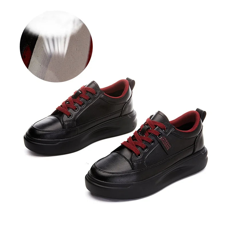 Large Size Autumn Winter New Women's Shoes Leather Light Platform White Shoes Spring Breathable Sports Ladies Flat Casual Shoes