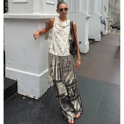 Vintage Embroidered Blouse Tie V Neck Cutout Patchwork Fringe Hem Puff Long Sleeve Tunic Cover Up Women's Relaxed Holiday Wear