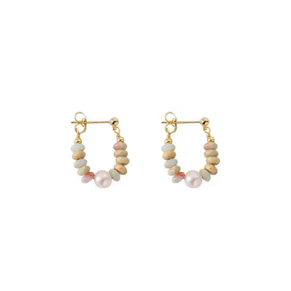 Vacation Style Design Natural Stone Beaded Pearl Pendant Earrings for Women and Girls 2024 Fashion Jewelry Unusual Accessories