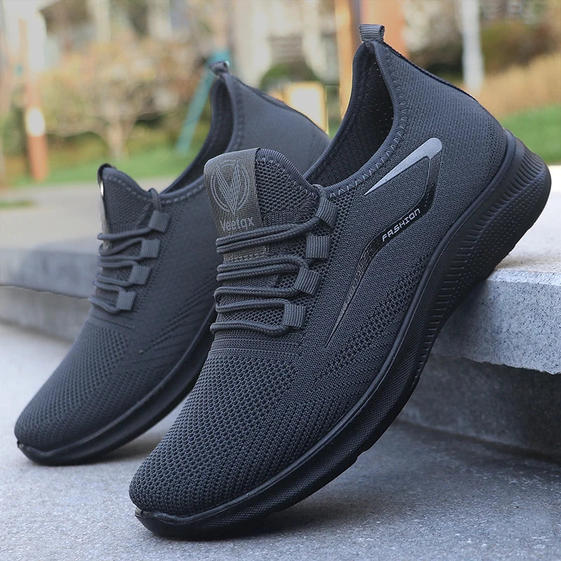 Men's Solid Lace-Up Casual Shoes, Lightweight Outdoor Sports Shoes for Men's Fashionable Solid Casual Shoes Suitable for Leisure Walking Enthusiasts - Ideal for Lightweight, Breathable and Non-Slip, Suitable for Leisur