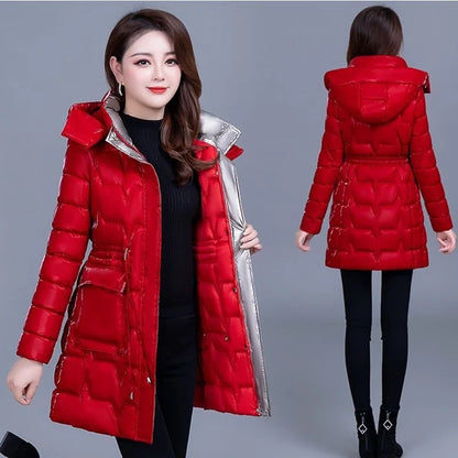 Women's Clothing 2023 New Middle-Aged Winter Down Cotton Jacket Parka Hooded Thicken Warm Coat Female Loose Overcoat Ladies Tops