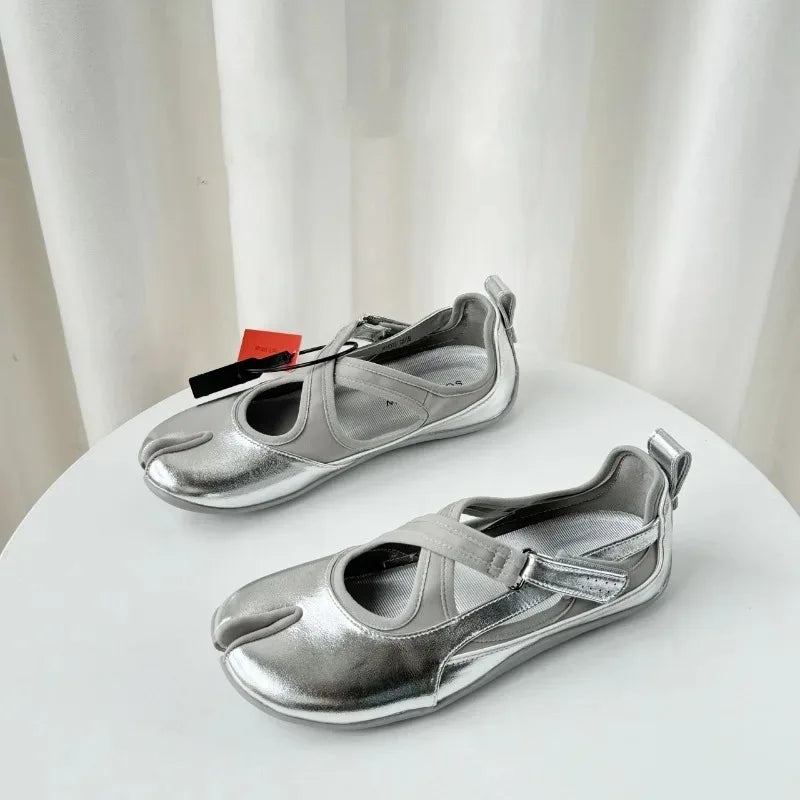 Cross split toe Mary Jane Single Shoes Women 2026 New Versatile Flat Ballet Casual Shoes