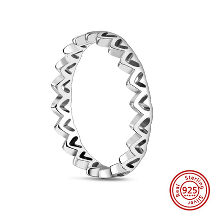 New 925 Sterling Silver Shiny Classic Square Crown Heart-shaped Ring Exquisite Luxury Charm Jewelry Holiday Surprise Gifts