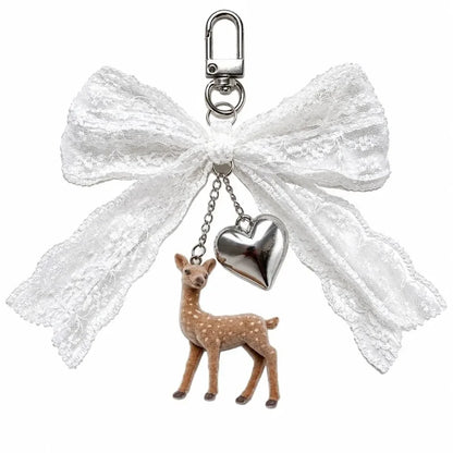 Cute Portable Deer Keychain 11.5cm Length Korean Style Phone Charms Handmade DIY Bead Case