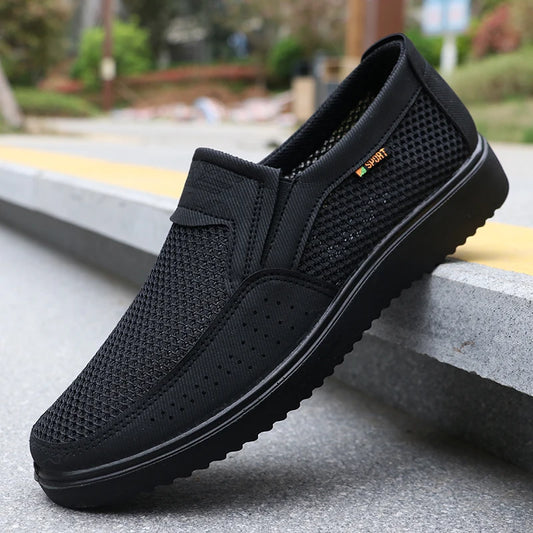 Men's Breathable Slip-On Casual Shoes - Lightweight Low-Top Walking Sneakers, Suitable for Outdoor Activities, Fishing, Parks, and Exercise, Brown Mesh Fabric, Rubber Sole, Comfortable for All Seasons, Outdoor Footwear | Low-