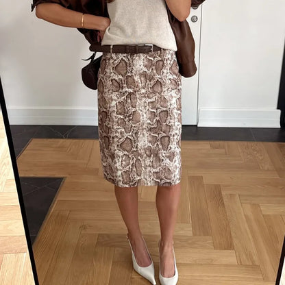 Ticketsx Women's Printed Maxi Dress Fashion Vintage Print Contrast High Waist Skirt Elegant Streetwear Chic Summer Female Skirt