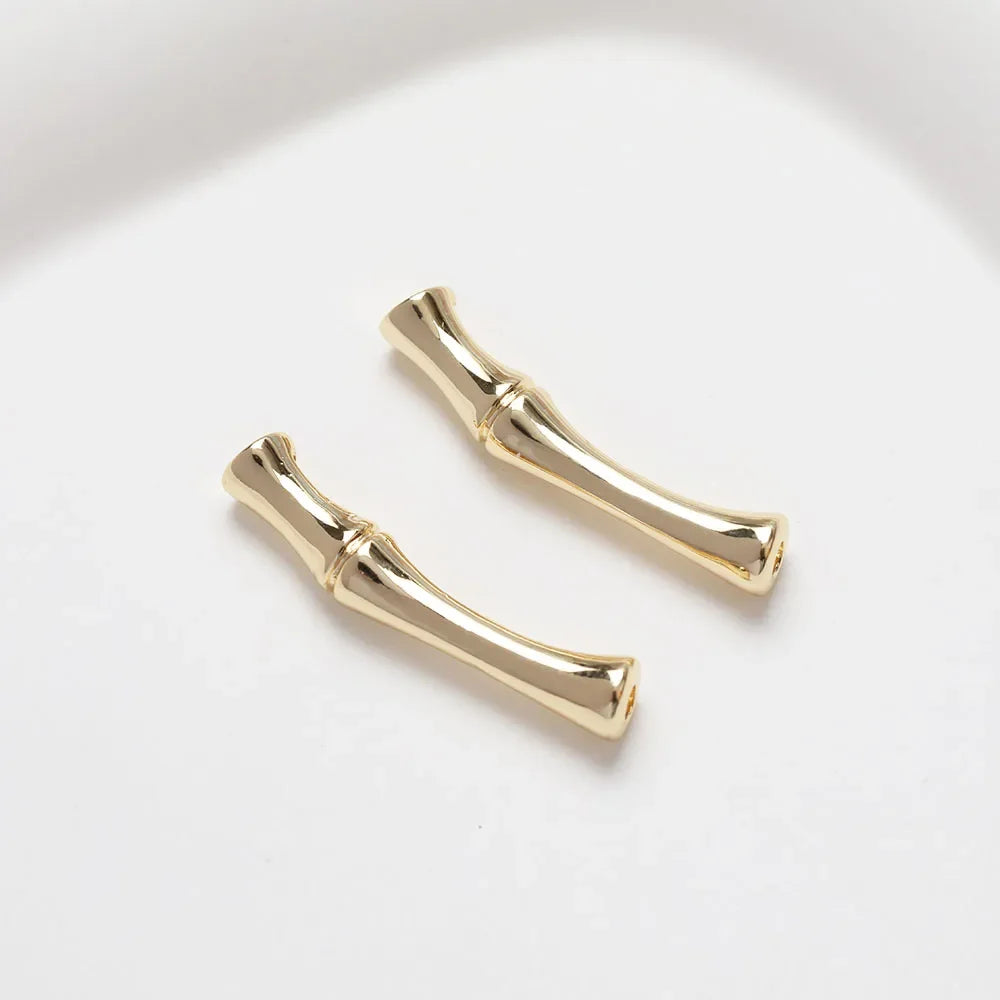 4PCS Dainty Slub Shape Necklace Connectors Jewelry Making Bracelet Supplies 14k Gold Plated  DIY Brass Accessories 5*30mm