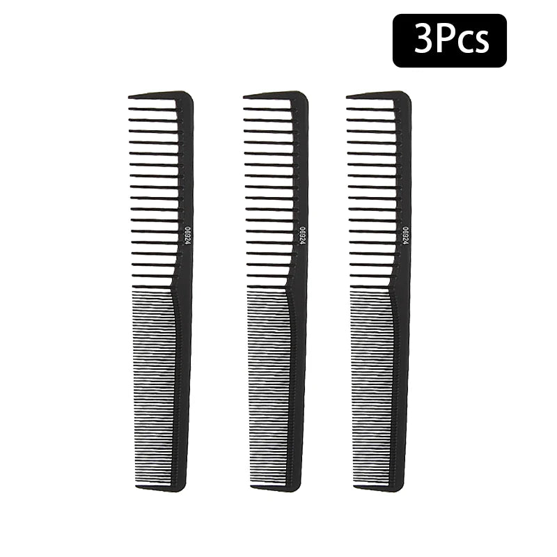 1/3/6/12/24pcs Fine Cutting Wide Tooth Hair Barber Carbon Fiber Salon Hairdressing Comb Heat Resistant Styling Grooming Comb