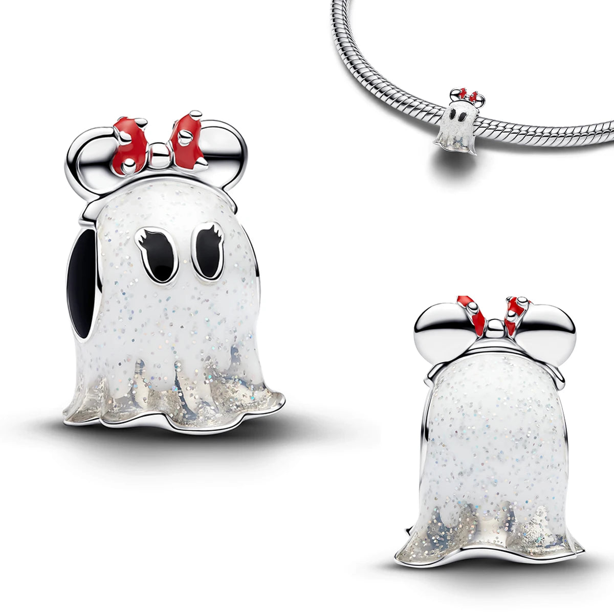 925 Sterling Silver Floral Necklaces Stud Earrings Charms Four‑Leaf Clover Sugar Skull Tiger Ghost Beads Fit Bracelet Jewelry