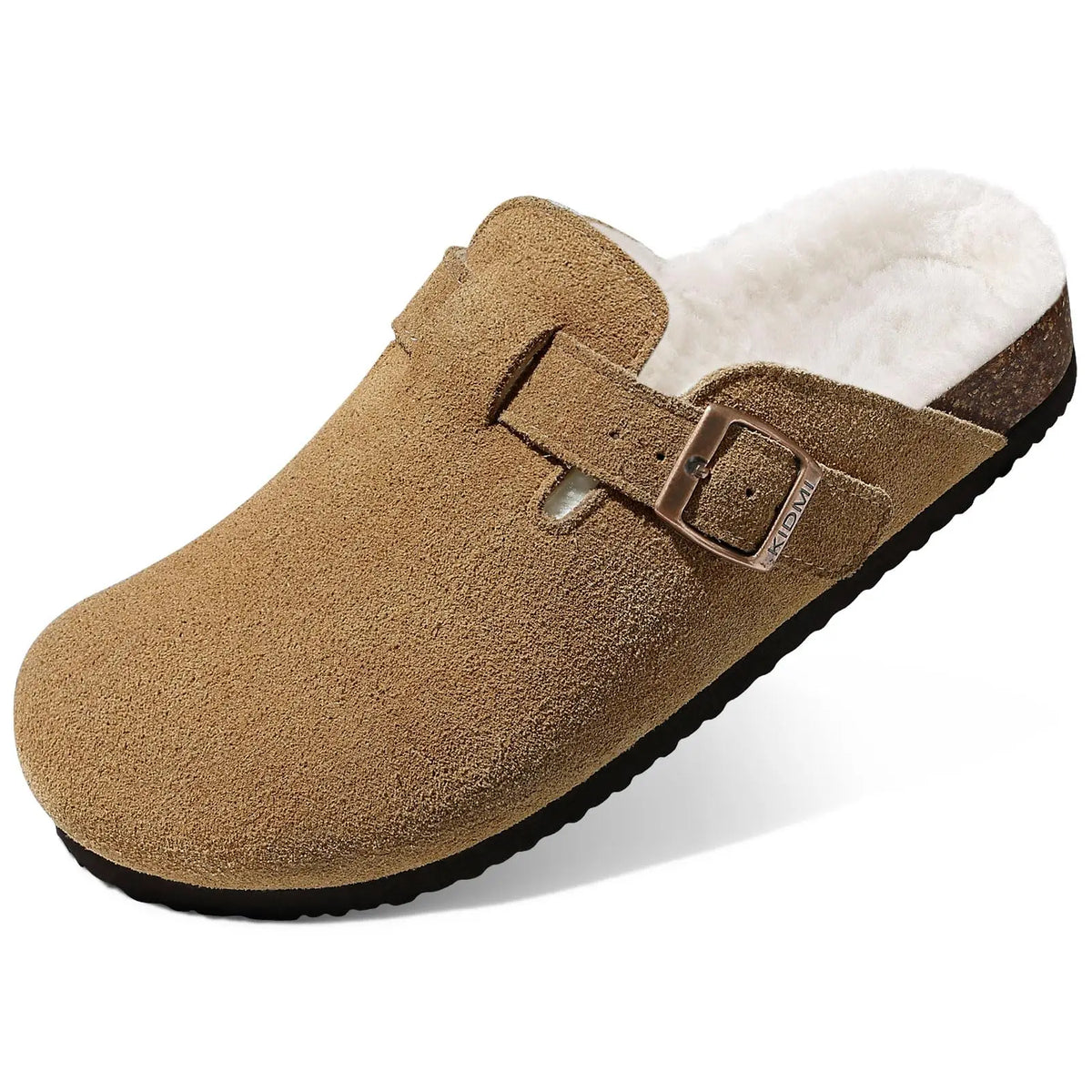 Asgard Women's Suede Clogs Leather Mules Cork Footbed Sandals Arch Support Aldult Four Seasons Adjustable Buckle Potato Shoes