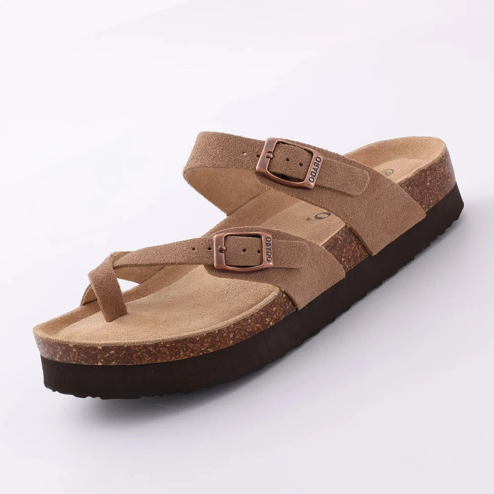 Shevalues Women's Suede Clogs Classic Cork Slippers Leather Mules Men Cork Footbed Sandals Comfort Beach Shoes with Arch Support