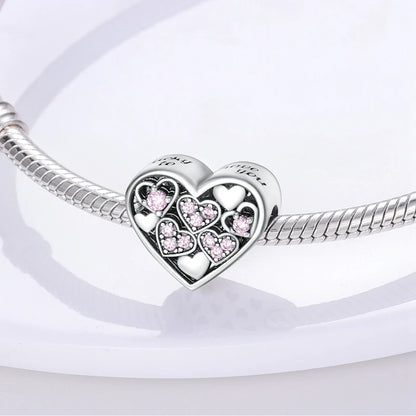 Pink Charms Original 925 Sterling Silver Heart Bow Perfume Bottle Charms Beads Pendants Fit Bracelet DIY Women Jewelry Making