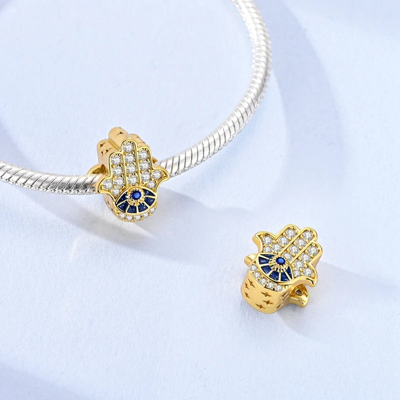 Hot Sales 925 Sterling Silver Golden Series Charms Leopard Little Bear Starfish Bow Bead Fit Original Bracelet DIY Women Jewelry