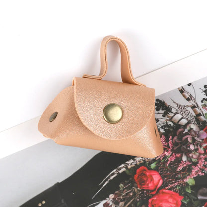 LATS Retro Cute Small Leather Bag Long Necklace for Women Fashion Sweater Chain Neck Hanging Jewelry Versatile Accessory Gift