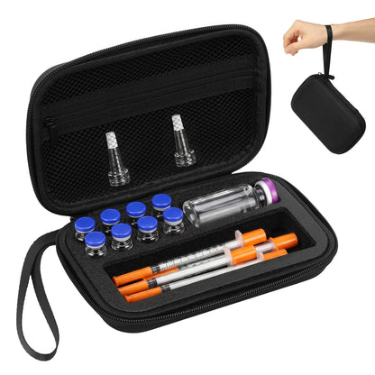 Insulin Vial Case 3ml 30ml Portable Medicine Organizer EVA Oxford Storage Box With Foam Slots For Travel Fridge Storage