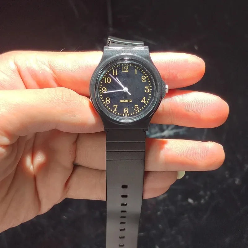Simple Women's Quartz Watch Waterproof Silicone Strap Round Small Dial Student Exam Watch for Ladies
