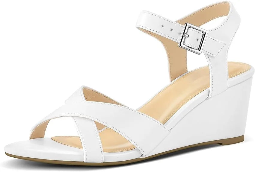 Plus Size 35-43 Shoes for Women Women Ankle Buckle Strap Wedges Comfortable Non-slip Sandals Party Evening Sandalias De Mujer