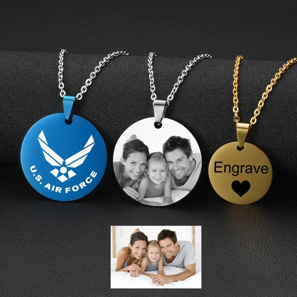 Custom Photo Necklace for Women Heart Stainless Steel Pendant Personalized Engraved Picture Photos Name Lovers Christmas Gifts