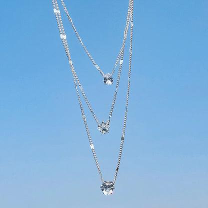 Trendy Zircon Pendant Necklace For Women Multilayer Chain Choker Fashion Female Party Shiny Jewelry Gift