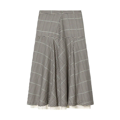 HH 2026 Women Spring Skirt Suit Stand Collar Single Breasted Casual Plaid Bomber Jacket+Side Zipper Splicing Pleated Midi Dress