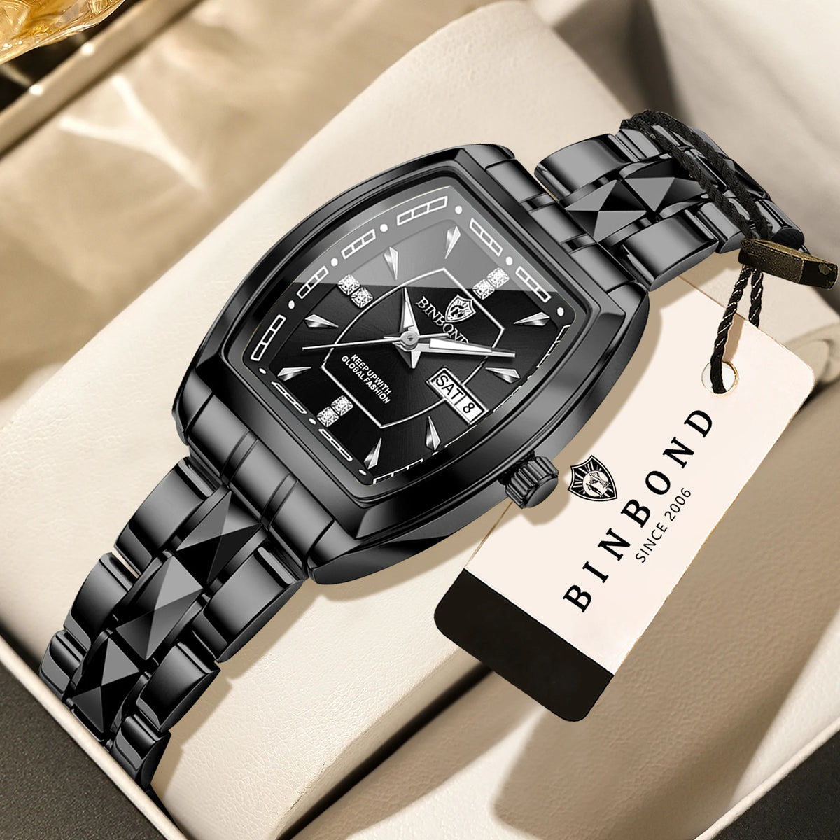 BINBOND Week Display Auto Date Precise Quartz Watches for Women Luxury Luminous Waterproof Durable Women's Watches Casual Reloj