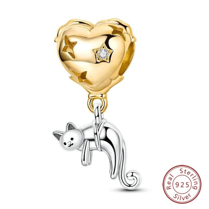 Hot Sales 925 Sterling Silver Golden Series Charms Leopard Little Bear Starfish Bow Bead Fit Original Bracelet DIY Women Jewelry