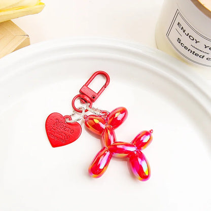 Cute Acrylic Cartoon Balloon Dog Keychains For Women Girls Bag Pendant Car Key Chains Fashion Jewelry Gift Decoration Accessory